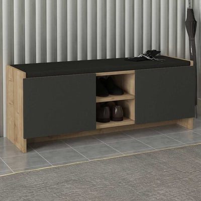 Meuble à chaussures Verly - 110x33x43cm - 2 portes - décor chêne/anthracite