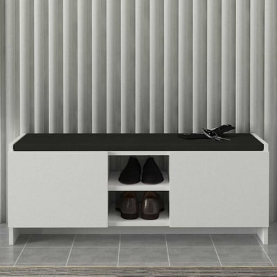 Meuble à chaussures Verly - 110x33x43cm - 2 portes - blanc