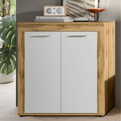 Buffet Jam - 80x35x88cm - 2 portes - chêne Wotan/blanc