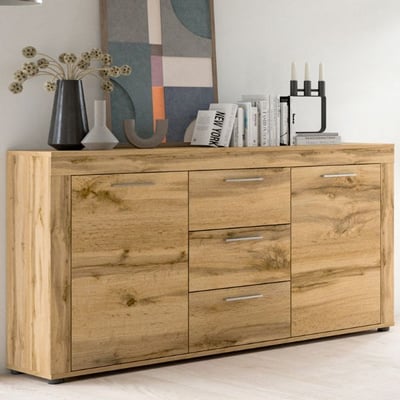 Enfilade Jam 125x35x80cm - 2 portes & 3 tiroirs - chêne Wotan