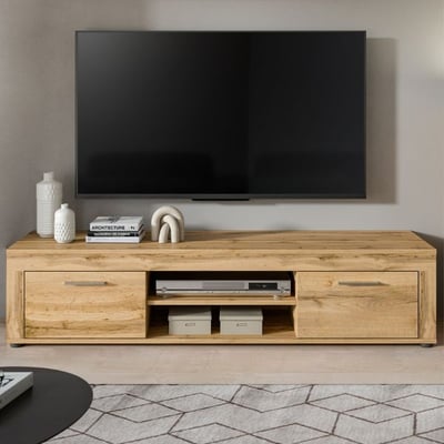 Meuble TV Jam - 160x40x37cm - 2 portes - chêne Wotan