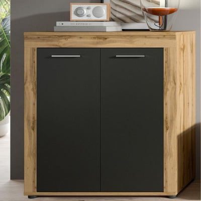 Buffet Jam - 80x35x88cm - 2 portes - chêne Wotan/anthracite