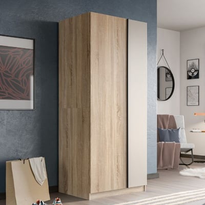 Armoire Oakland - 80x183x53 cm - 2 portes - avec étagères - chêne Sonoma