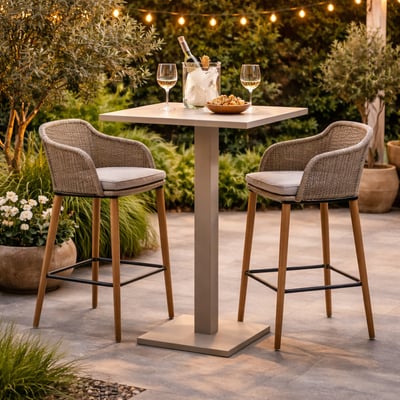 Table de bar Prada aluminium beige pliable - 70x70x108 cm