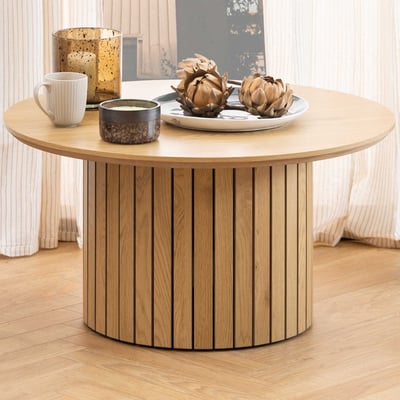 Table basse ronde Yale - 37x37x60 cm - Chêne sauvage