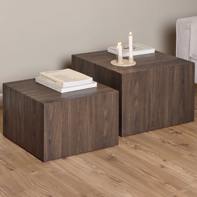 Tables basses carrées Dice - lot de 2 - frêne fumé