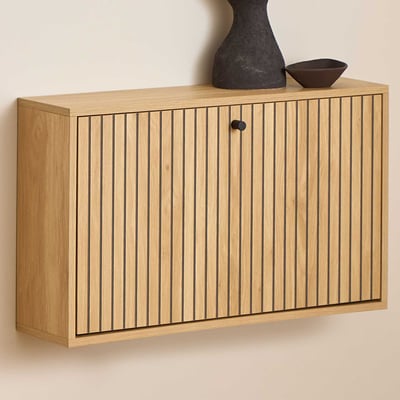Meuble à chaussures Albany - 72x17x43cm - montage mural - décor chêne
