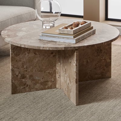 Table basse Vega - Ø90x42 cm - marbre brun