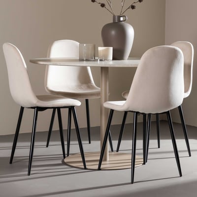Ensemble salle à manger rond Lycke avec chaises Polar Venture Design - Beige - 110 cm