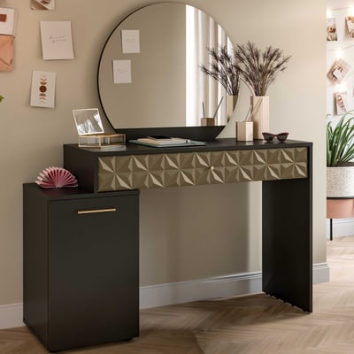 Dressingtafel Prisma Xonox - noir et doré - 117x138x42 cm