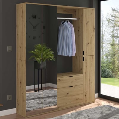 Armoire Projekt X Emob - Artisan Oak avec miroirs - 152x193x34 cm