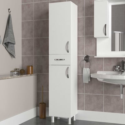 Armoire de colonne Selin - 35x31x179cm - 2 portes & 1 tiroir - blanc