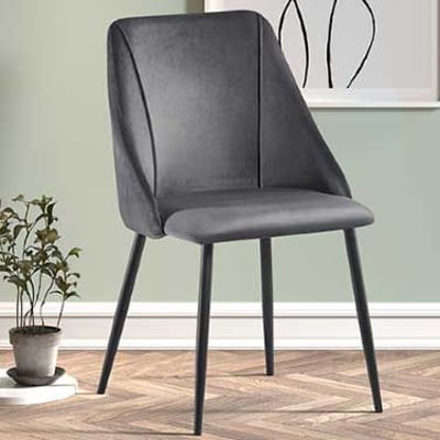 Chaise Maria velours - gris/noir 