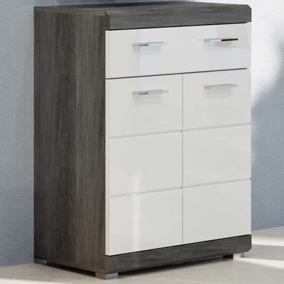 Kastje Scout Xonox - rookzilverkleurig met witte hoogglans deuren - 74x88x31 cm
