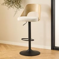 Tabouret de bar Lucy - réglable - placage de chêne - beige