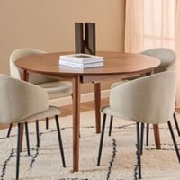 Table de salle à manger extensible Montreux - Ø115>154x75cm - placage de noyer