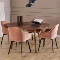 Table de salle à manger ronde Rover - Ø140x76 cm - placage de noyer