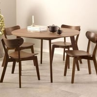 Table de salle à manger ronde Rover - Ø120x76 cm - placage de noyer