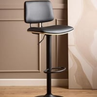 Tabouret de bar Owen - hauteur réglable - pivotable - similicuir noir
