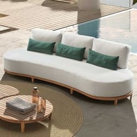 Canapé de jardin 3 places Mezzaluna Gescova - structure teck - écru