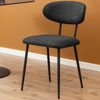 Chaise de salle à manger Denise : Tissu Basel, gris foncé et acier noir