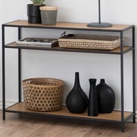 Table console Dover 100x35x79cm - chêne sauvage/noir