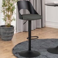 Tabouret de bar réglable Lucy - pivotant - placage de chêne - noir/gris foncé