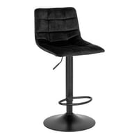 Chaise de bar Middelfart en velours noir 88-108cm