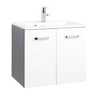 Meuble vasque Bobbi 60cm 2 portes - graphite/blanc brillant