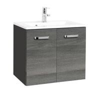Meuble vasque Bobbi 60cm 2 portes - graphite/chêne gris