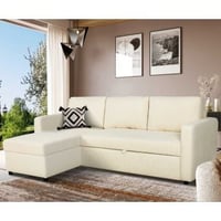 Canapé d'angle Rosalie gauche - avec rangement - tissu teddy beige