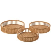 Set de 3 plateau rond bambou naturel