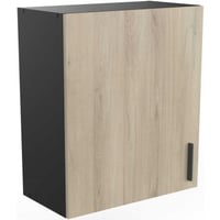 Meuble haut Romanie 60 cm 1 porte tournante et 1 étagère-chêne Kronberg/noir mat