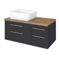 Meuble lavabo Dasa (droit) 90cm à 4 tiroirs - graphite/gris mat 