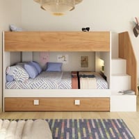 Lit superposé Easy - 90x200cm - avec tiroir de lit - décor golden oak / blanc