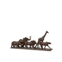 5 animaux en rang resine marron small