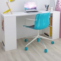 Bureau Beau - 200x47x76cm - avec rangement - blanc