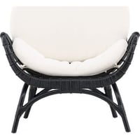 Fauteuil lounge Moana Venture Design - Rotin noir et coussins blancs - 67x75x80 cm