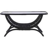 Table basse Moana Venture Design en rotin noir avec plateau verre - 95x61 cm