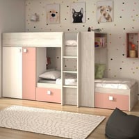 Lit superposé Beau (sommier à lattes lit inférieur non inclus) - rose/blanc