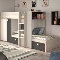 Lit superposé Beau (sommier à lattes lit inférieur non-inclus) - pin/gris