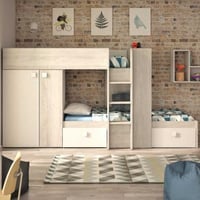 Lit superposé Beau (sommier à lattes lit inférieur non inclus) - pin/blanc 