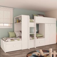 Lit superposé Beau (sommier à lattes lit inférieur non-inclus) - blanc