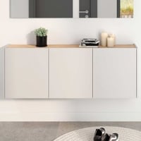 Armoire d'entrée Lydia - 138x25x52cm - 3 portes - cachemire/décor chêne