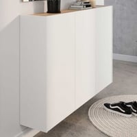 Armoire d'entrée Lydia - 138x25x87cm - 3 portes - blanc/décor chêne