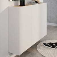 Armoire d'entrée Lydia - 138x25x87cm - 3 portes - cachemire/décor chêne