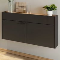 Console Amika 2 portes & 1 tiroir suspendu - anthracite/chêne