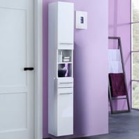 Colonne salle de bains Small 25cm 1 tiroir & 2 portes - blanc brillant