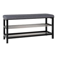 Banc gris Padova avec coussin et étagères