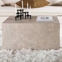 Table basse York - MDF beige marbré - 80x60 cm